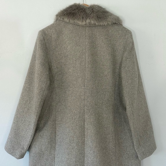 Monsoon Wool Rich removable faux fur trim collar wool blend coat in gray sz 14 - Picture 10 of 16